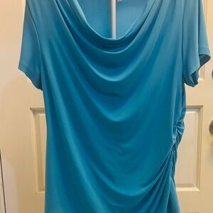TravelSmith Teal Drape Blouse